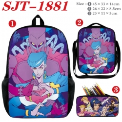 JoJos Bizarre Adventure Anime nylon canvas backpack pencil case crossbody bag three piece set 45x33x14cm