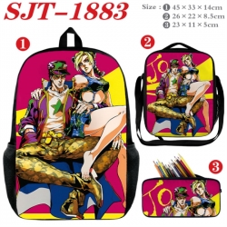 JoJos Bizarre Adventure Anime nylon canvas backpack pencil case crossbody bag three piece set 45x33x14cm