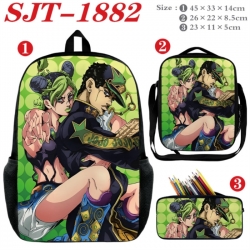 JoJos Bizarre Adventure Anime nylon canvas backpack pencil case crossbody bag three piece set 45x33x14cm