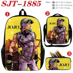 JoJos Bizarre Adventure Anime nylon canvas backpack pencil case crossbody bag three piece set 45x33x14cm