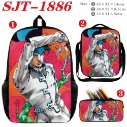 JoJos Bizarre Adventure Anime nylon canvas backpack pencil case crossbody bag three piece set 45x33x14cm
