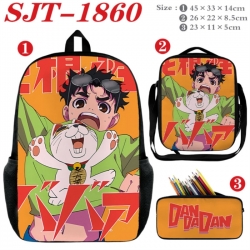 DANDADAN Anime nylon canvas backpack pencil case crossbody bag three piece set 45x33x14cm