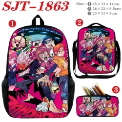 DANDADAN Anime nylon canvas backpack pencil case crossbody bag three piece set 45x33x14cm