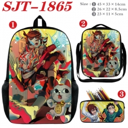 DANDADAN Anime nylon canvas backpack pencil case crossbody bag three piece set 45x33x14cm