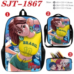 DANDADAN Anime nylon canvas backpack pencil case crossbody bag three piece set 45x33x14cm