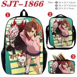 DANDADAN Anime nylon canvas backpack pencil case crossbody bag three piece set 45x33x14cm