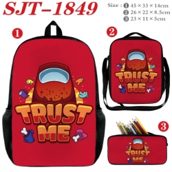 Among Us Anime nylon canvas backpack pencil case crossbody bag three piece set 45x33x14cm