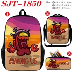 Among Us Anime nylon canvas backpack pencil case crossbody bag three piece set 45x33x14cm