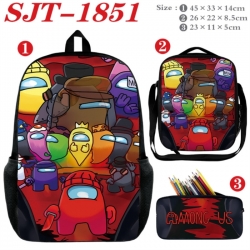 Among Us Anime nylon canvas backpack pencil case crossbody bag three piece set 45x33x14cm