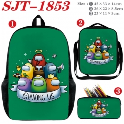 Among Us Anime nylon canvas backpack pencil case crossbody bag three piece set 45x33x14cm