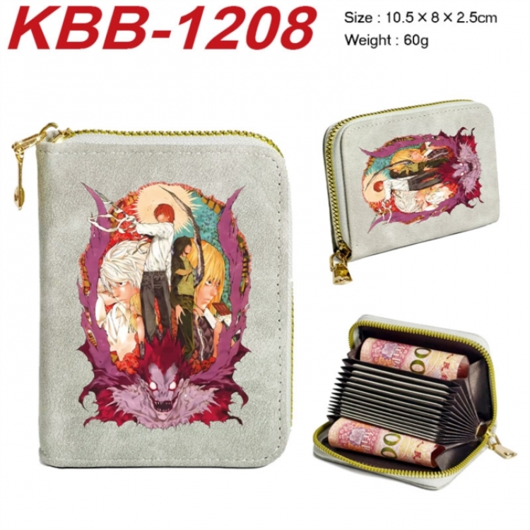 Death note Anime-themed bank card zipper cardholder with dimensions 10.5x8x2.5cm