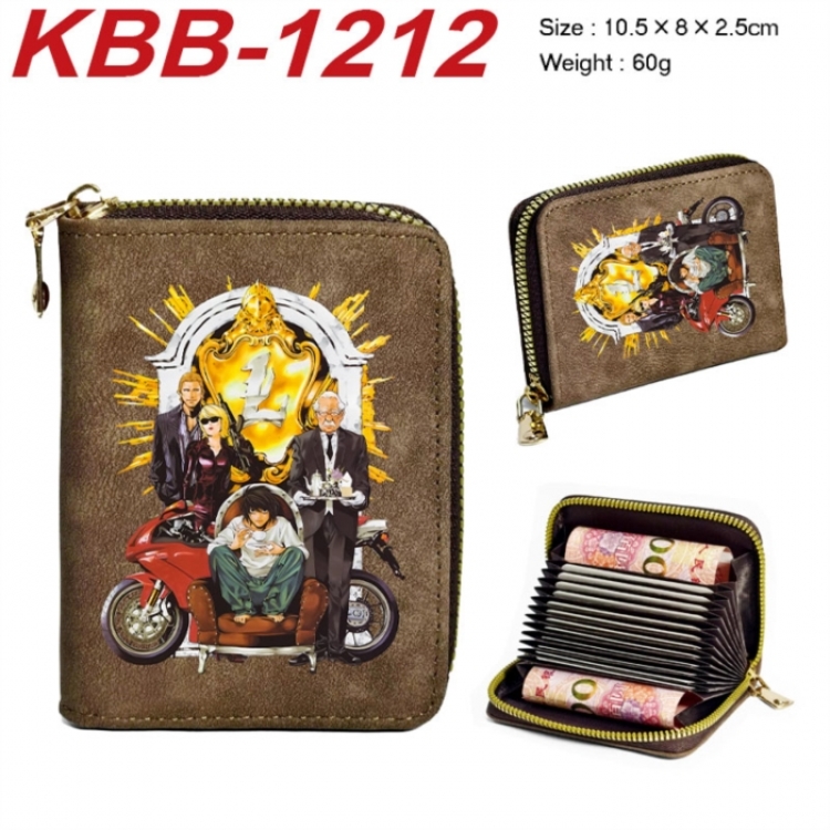 Death note Anime-themed bank card zipper cardholder with dimensions 10.5x8x2.5cm