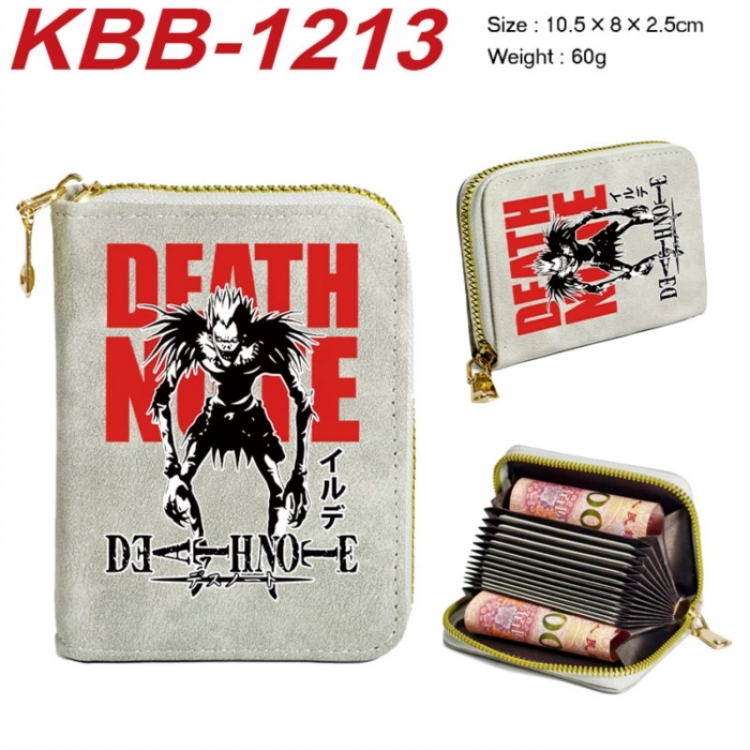 Death note Anime-themed bank card zipper cardholder with dimensions 10.5x8x2.5cm