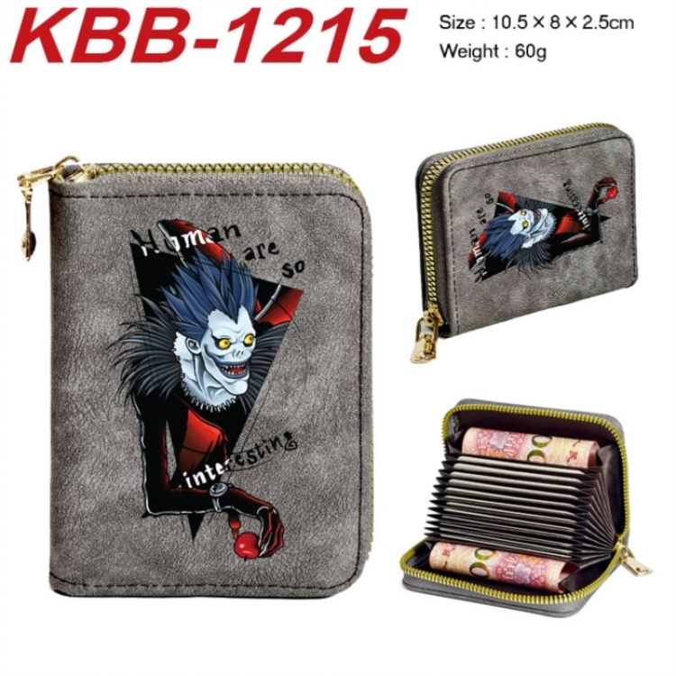 Death note Anime-themed bank card zipper cardholder with dimensions 10.5x8x2.5cm