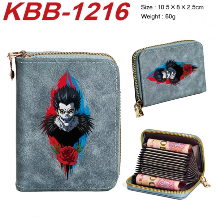 Death note Anime-themed bank card zipper cardholder with dimensions 10.5x8x2.5cm