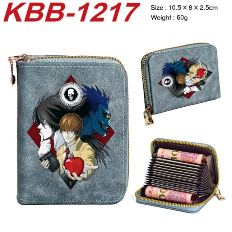 Death note Anime-themed bank card zipper cardholder with dimensions 10.5x8x2.5cm