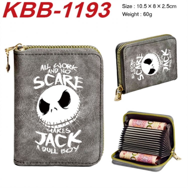 The Nightmare Before Christmas Anime-themed bank card zipper cardholder with dimensions 10.5x8x2.5cm