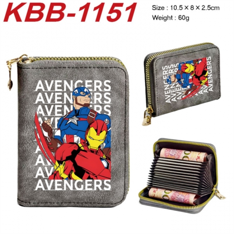 Marvel Anime-themed bank card zipper cardholder with dimensions 10.5x8x2.5cm