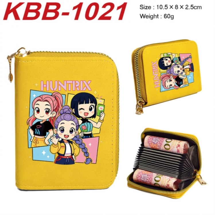K-Pop:Demon Hunters Anime-themed bank card zipper cardholder with dimensions 10.5x8x2.5cm