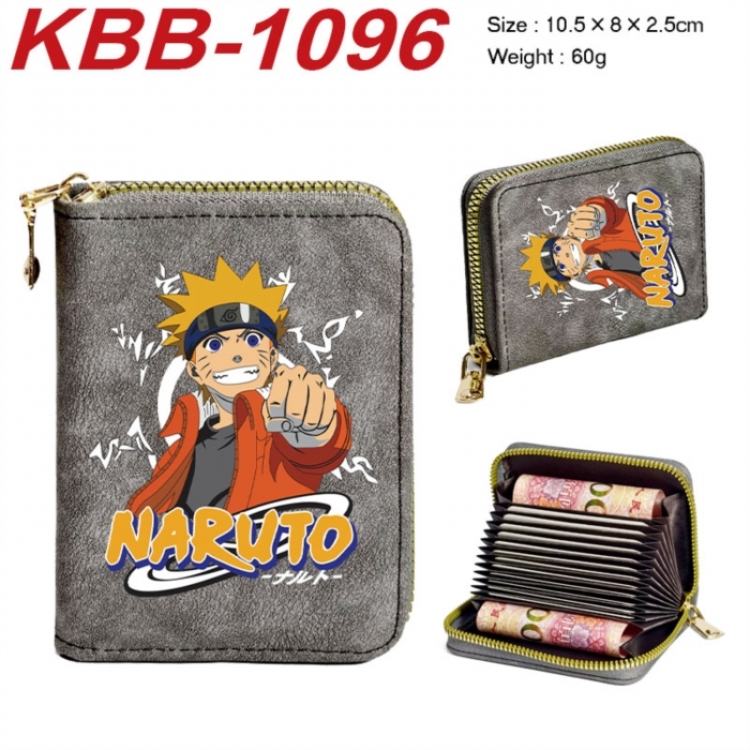 Naruto Anime-themed bank card zipper cardholder with dimensions 10.5x8x2.5cm