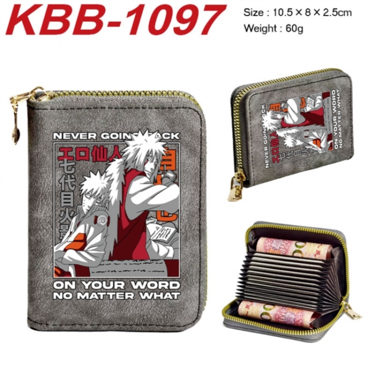 Naruto Anime-themed bank card zipper cardholder with dimensions 10.5x8x2.5cm