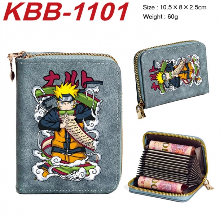 Naruto Anime-themed bank card zipper cardholder with dimensions 10.5x8x2.5cm