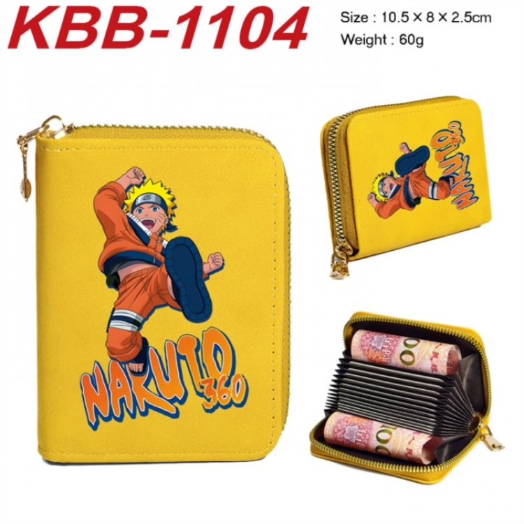 Naruto Anime-themed bank card zipper cardholder with dimensions 10.5x8x2.5cm