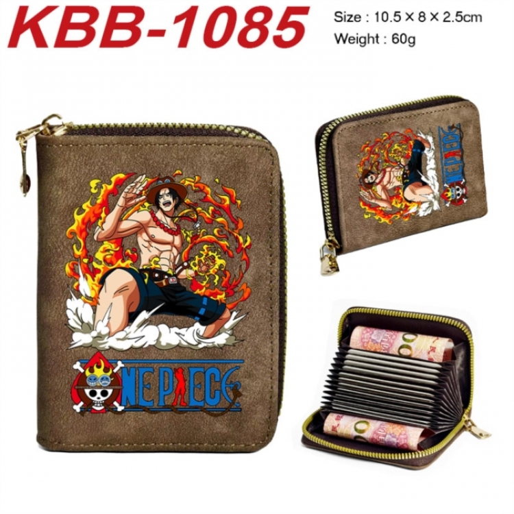 One Piece Anime-themed bank card zipper cardholder with dimensions 10.5x8x2.5cm