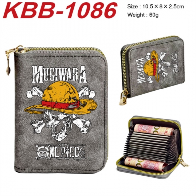 One Piece Anime-themed bank card zipper cardholder with dimensions 10.5x8x2.5cm