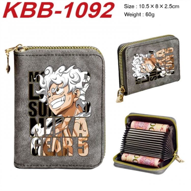 One Piece Anime-themed bank card zipper cardholder with dimensions 10.5x8x2.5cm