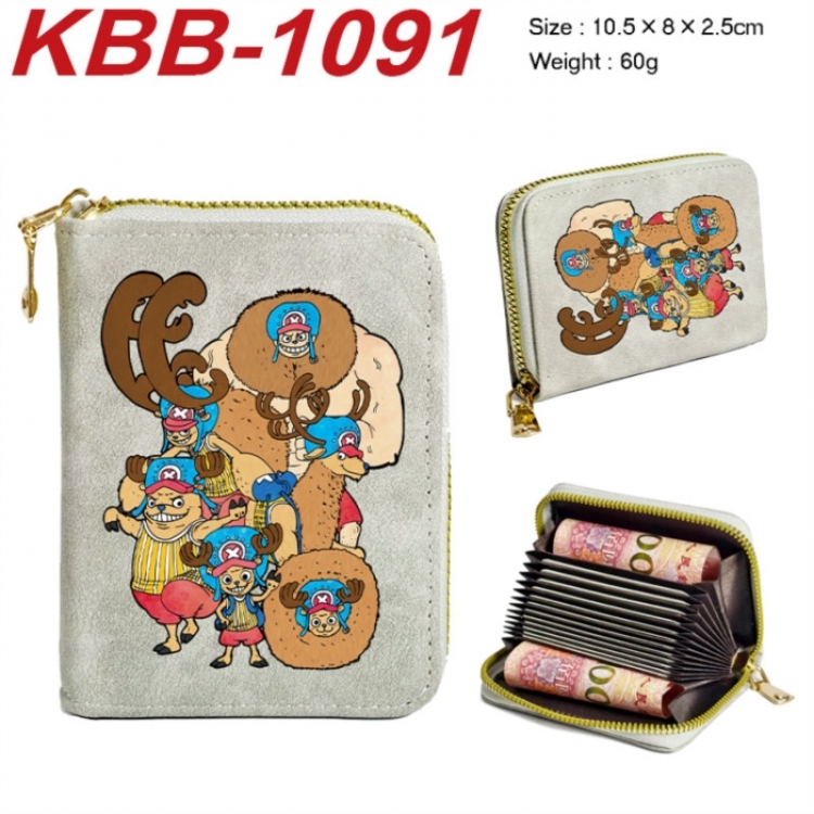 One Piece Anime-themed bank card zipper cardholder with dimensions 10.5x8x2.5cm