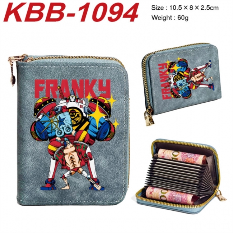One Piece Anime-themed bank card zipper cardholder with dimensions 10.5x8x2.5cm
