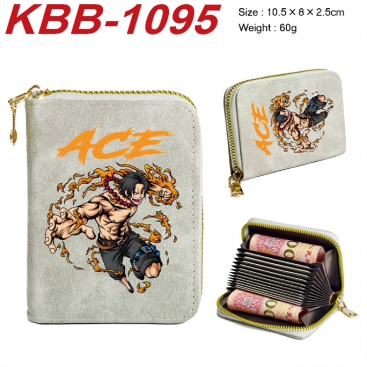 One Piece Anime-themed bank card zipper cardholder with dimensions 10.5x8x2.5cm