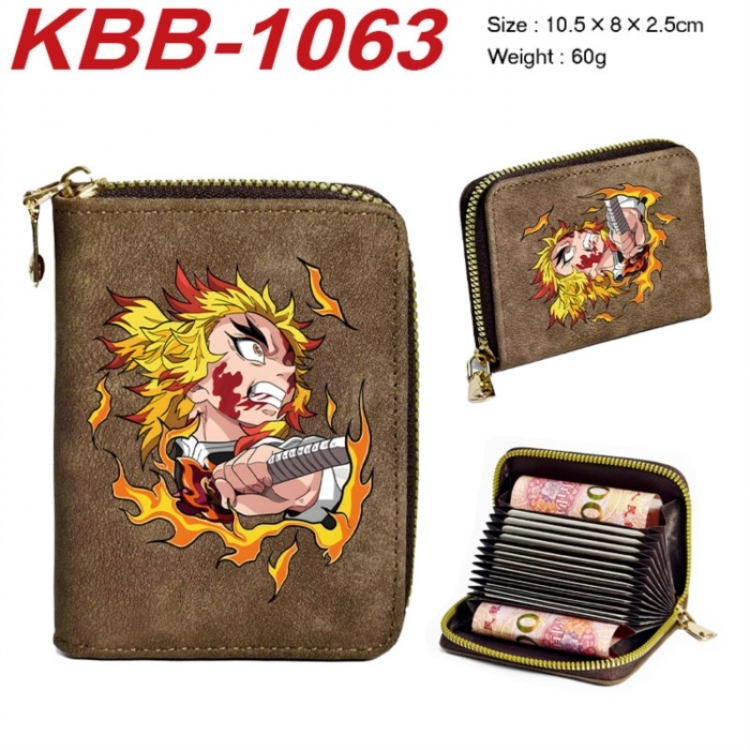Demon Slayer Kimets Anime-themed bank card zipper cardholder with dimensions 10.5x8x2.5cm