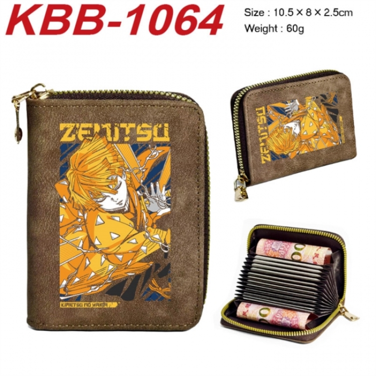 Demon Slayer Kimets Anime-themed bank card zipper cardholder with dimensions 10.5x8x2.5cm