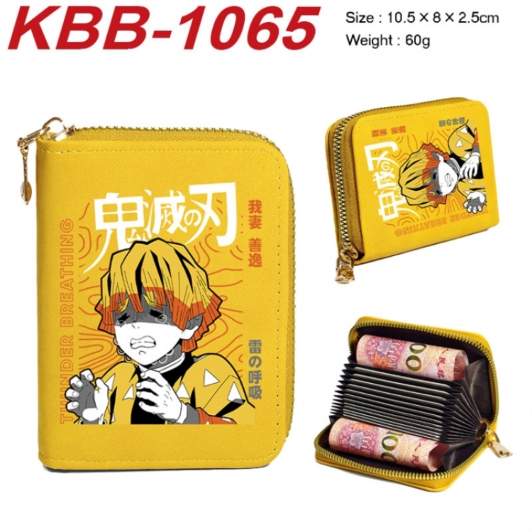 Demon Slayer Kimets Anime-themed bank card zipper cardholder with dimensions 10.5x8x2.5cm