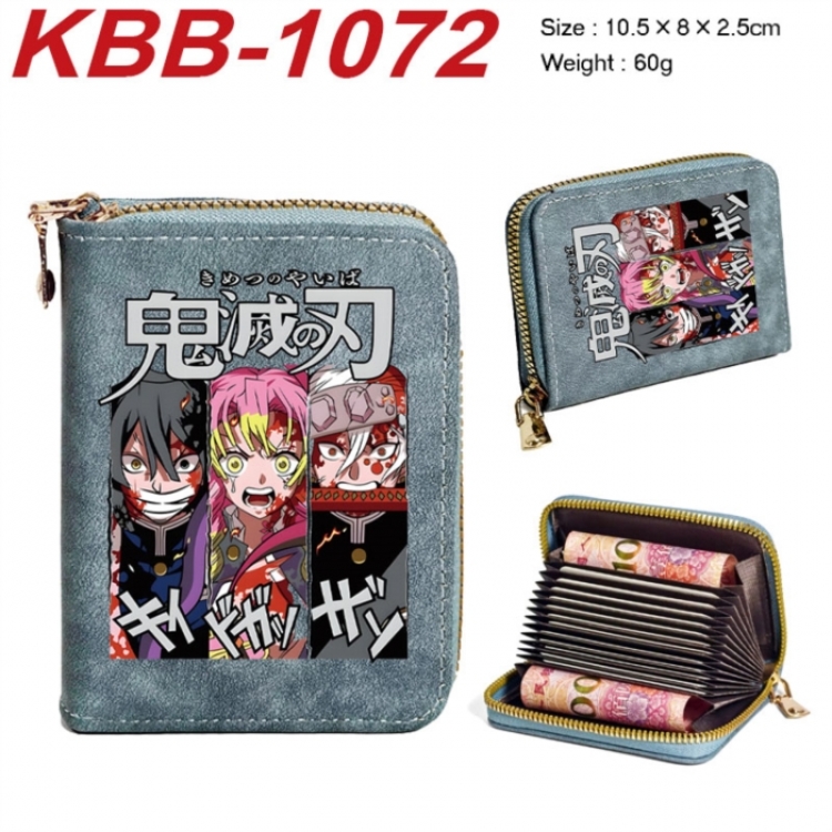 Demon Slayer Kimets Anime-themed bank card zipper cardholder with dimensions 10.5x8x2.5cm