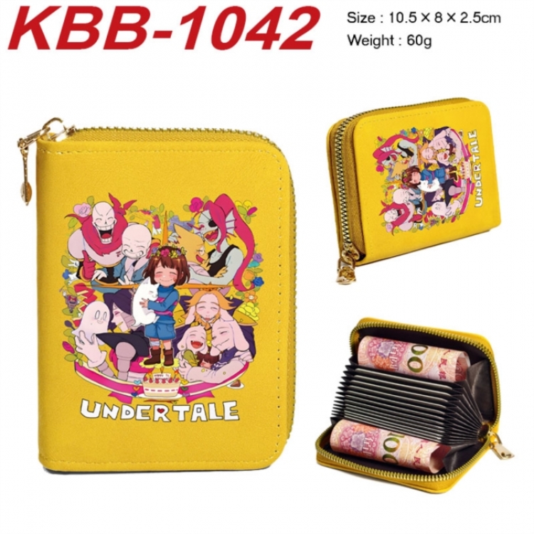Undertale Anime-themed bank card zipper cardholder with dimensions 10.5x8x2.5cm