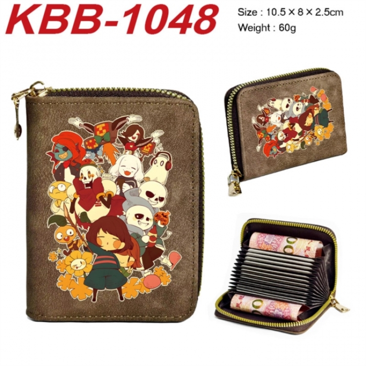 Undertale Anime-themed bank card zipper cardholder with dimensions 10.5x8x2.5cm