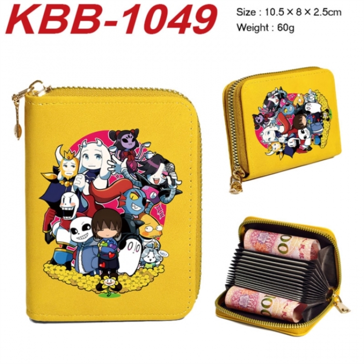 Undertale Anime-themed bank card zipper cardholder with dimensions 10.5x8x2.5cm