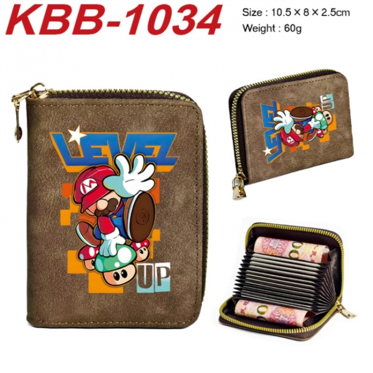 Super Mario Anime-themed bank card zipper cardholder with dimensions 10.5x8x2.5cm