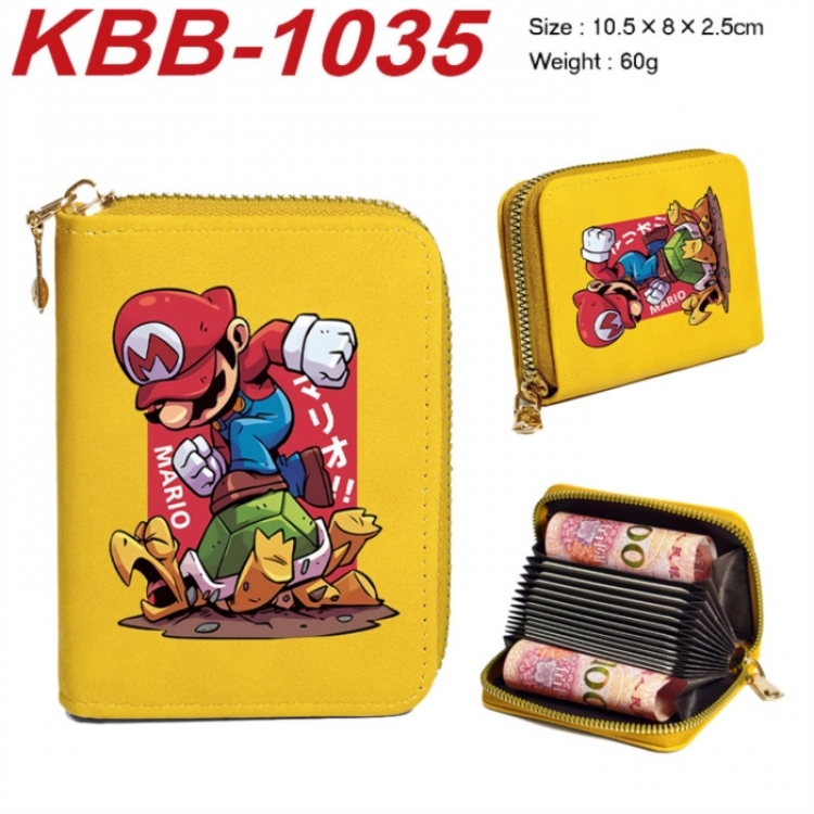 Super Mario Anime-themed bank card zipper cardholder with dimensions 10.5x8x2.5cm