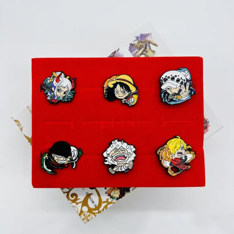 One Piece Anime peripheral badge brooch box  a set of 6 pieces