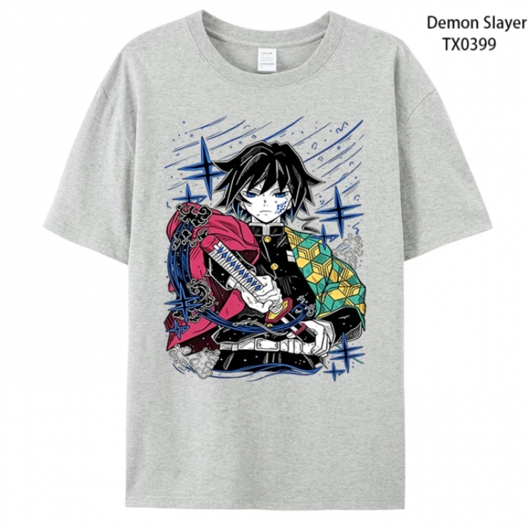 Demon Slayer Kimets Anime peripheral printed pure cotton T-shirt from S to 4XL