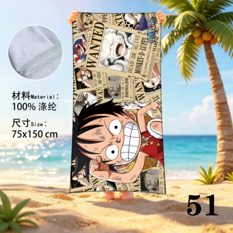 One Piece Anime peripheral beach towel sweatshirt 75x150cm