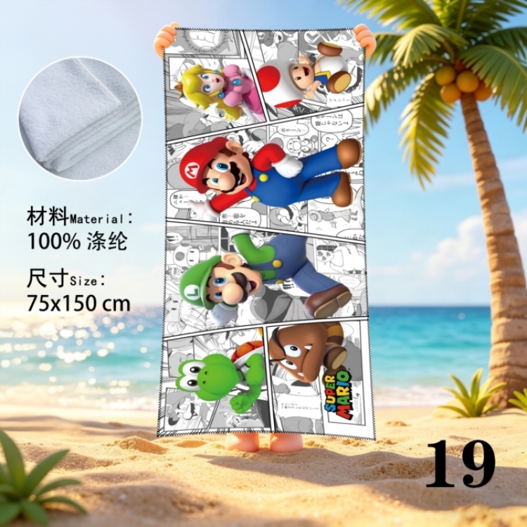 Super Mario Anime peripheral beach towel sweatshirt 75x150cm