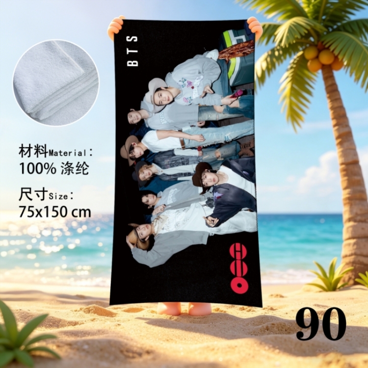 BTS Anime peripheral beach towel sweatshirt 75x150cm