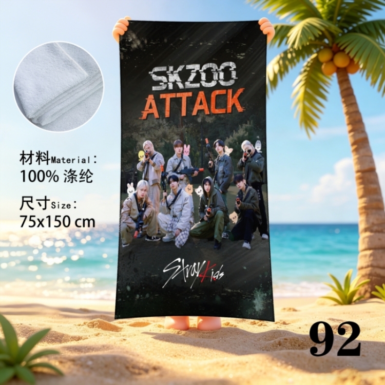 Stray Kids  Anime peripheral beach towel sweatshirt 75x150cm