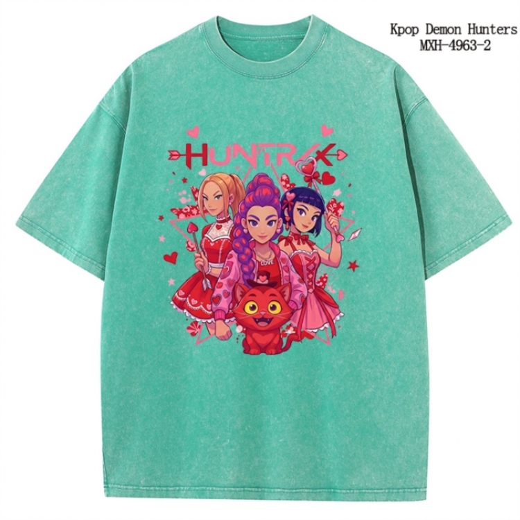 K-Pop:Demon Hunters Anime peripheral pure cotton washed and worn T-shirt from S to 2XL
