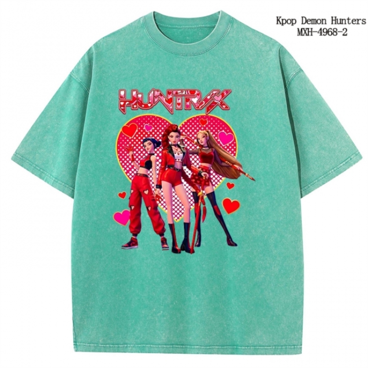 K-Pop:Demon Hunters Anime peripheral pure cotton washed and worn T-shirt from S to 2XL